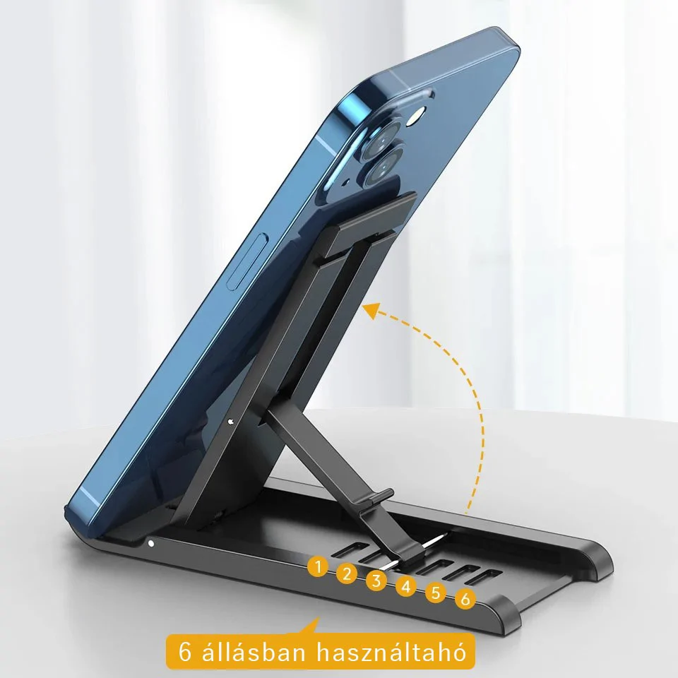 6 magasságban állítható telefontartó állvány