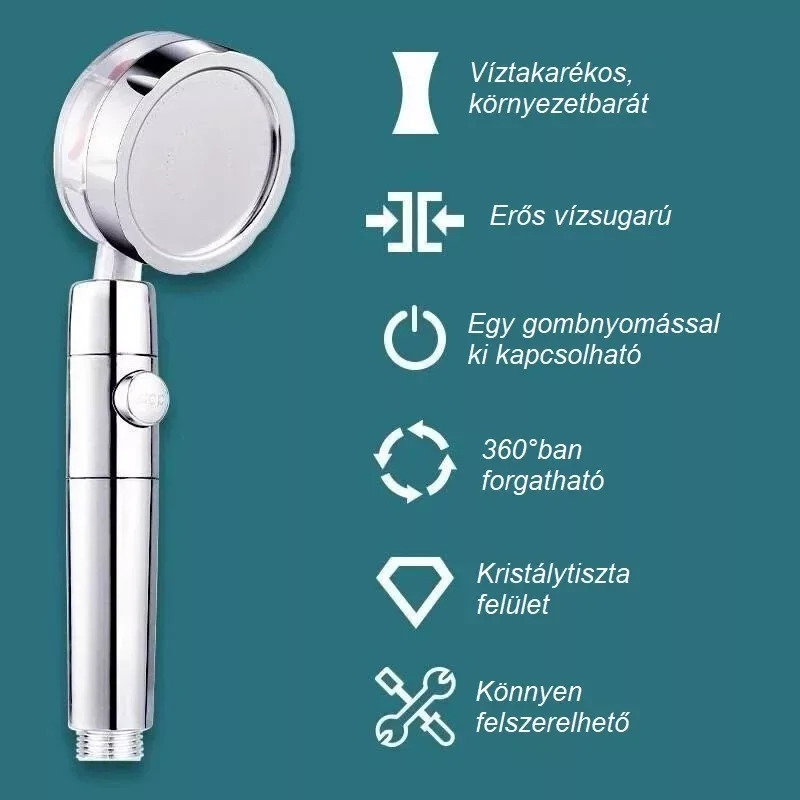 Víztakarékos zuhanyfej szűrőbetéttel