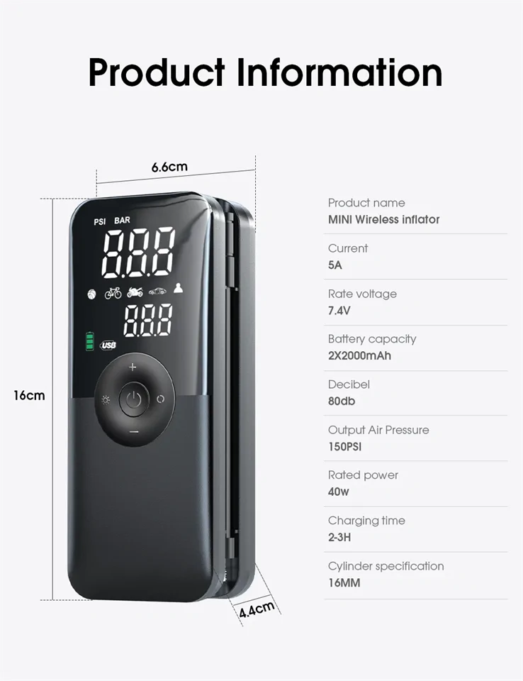 Mini autós kompresszor /12V, nyomásmérővel/