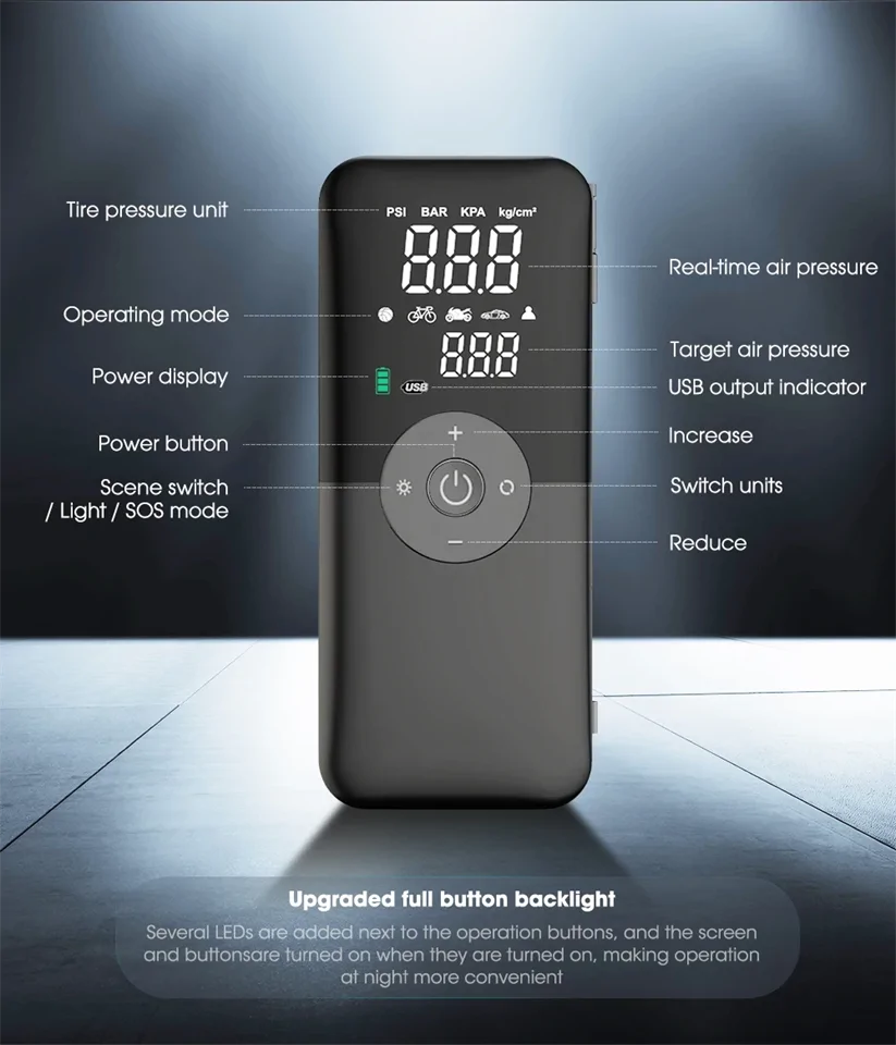 Mini autós kompresszor /12V, nyomásmérővel/