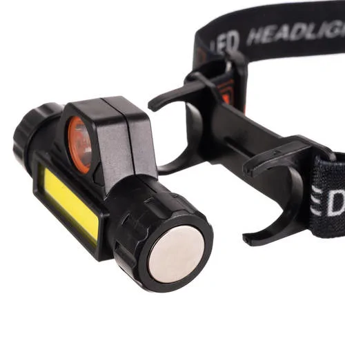 Mini strapabíró akkus fejlámpa 2 LED-es, mágneses - 200 lm