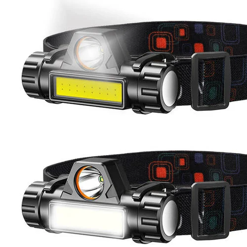 Mini strapabíró akkus fejlámpa 2 LED-es, mágneses - 200 lm