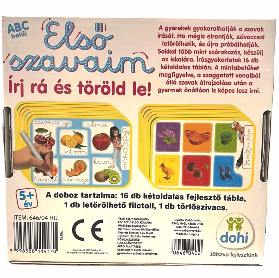Első szavaim-írj rá és töröld le-fejlesztő kártyák