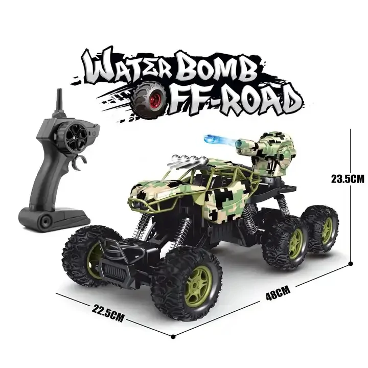 1:8 méretarányú harci terepjáró - vízibomba kilövővel és 2.4 Ghz távirányítóval - 53 x 26 x 25 cm