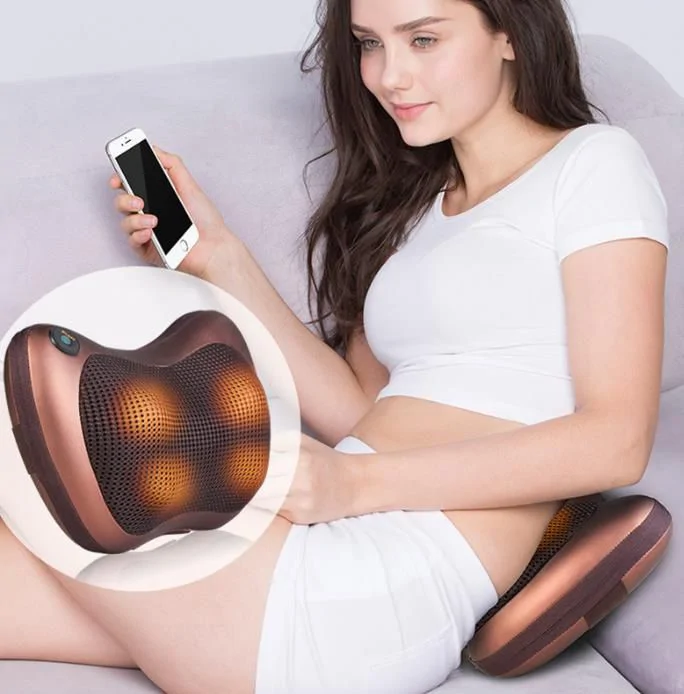 Keringésjavító elektromos masszázspárna 4 masszázsfejjel - masszírozó és relaxáló móddal nyak-, derék- és lábmasszázshoz