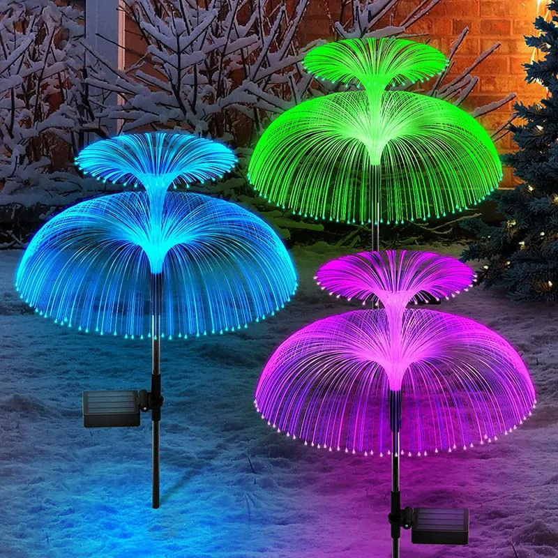 2 db-os napelemes, kültéri leszúrható lámpa szett - RGB LED medúza alakú kültéri dekor világítás