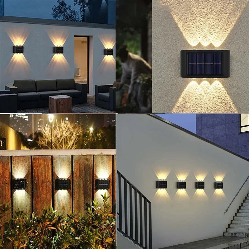 Hangulatos, kültéri fali lámpa szett napelemmel - 2 db 10 LED-es dekor szolár lámpa