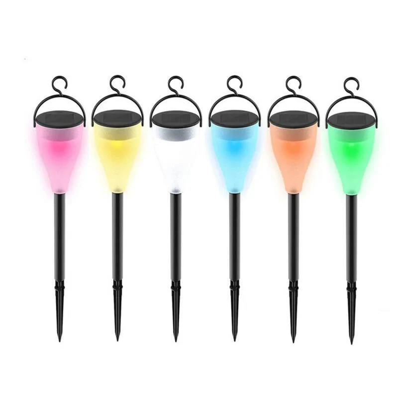 Egyéni igény szerint telepíthető napelemes RGB LED lámpa szett - leszúró tüskével és akasztóval is rendelkezik - 6 db-os csomag