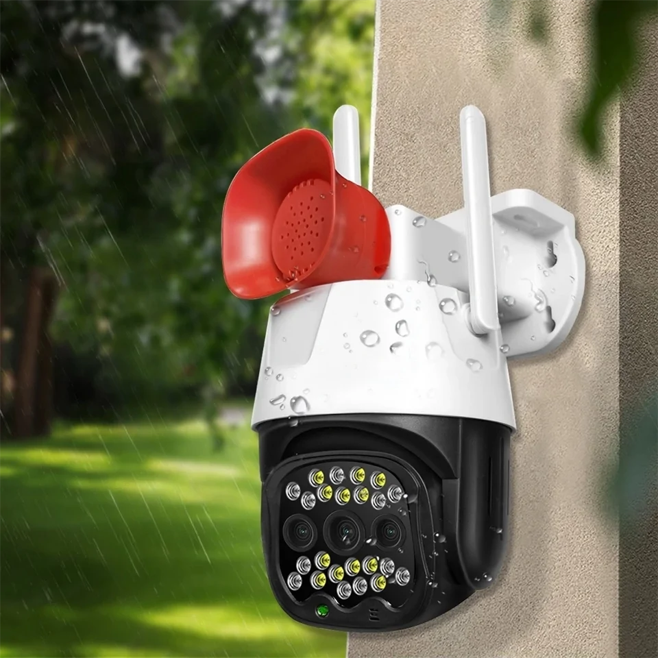 V380 WIFI IP okos biztonsági kamera szirénával, mikrofonnal és hangszóróval - kétirányú kommunikációt tesz lehetővé - Android/IOS kompatibilis