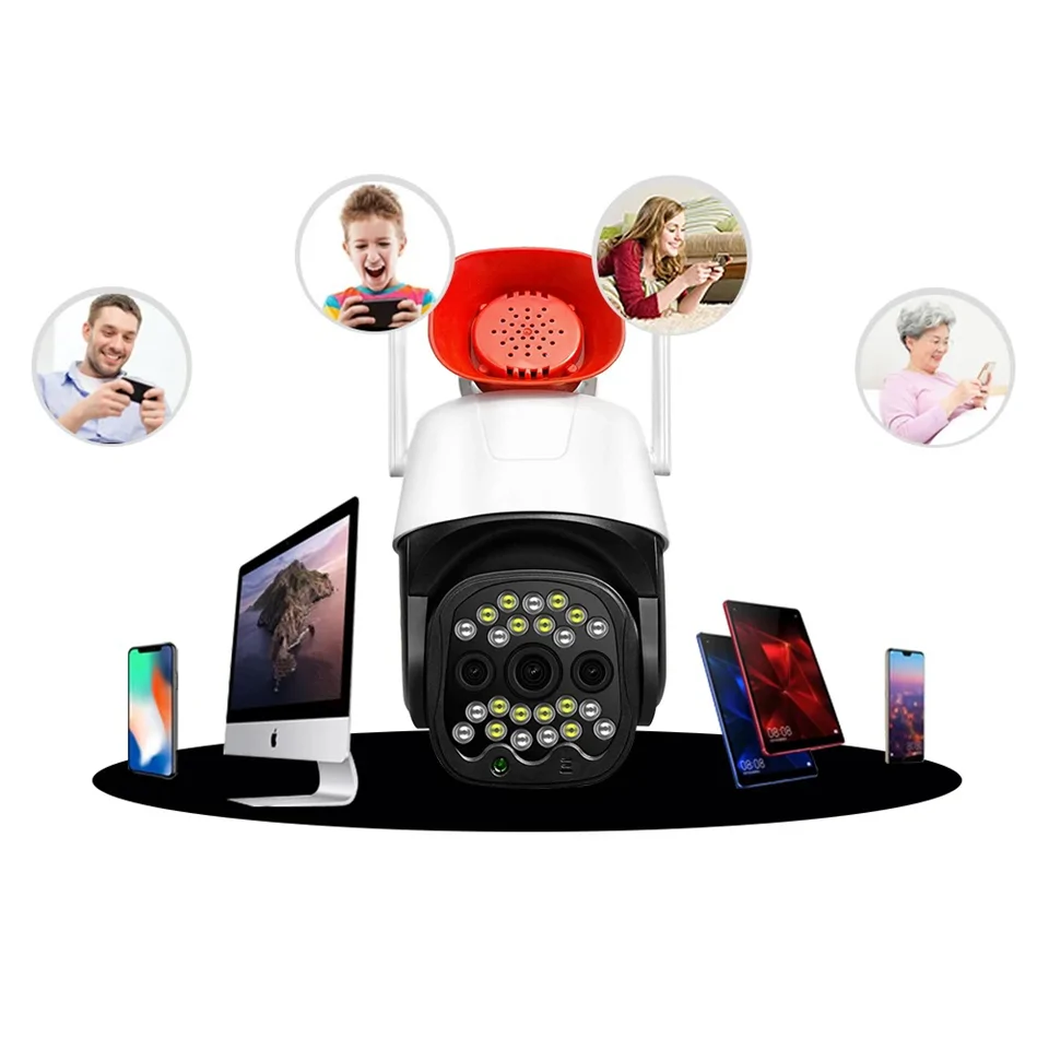 V380 WIFI IP okos biztonsági kamera szirénával, mikrofonnal és hangszóróval - kétirányú kommunikációt tesz lehetővé - Android/IOS kompatibilis