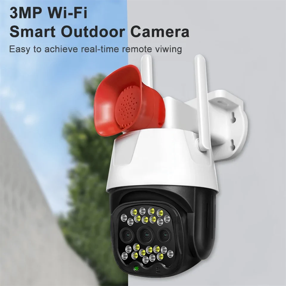 V380 WIFI IP okos biztonsági kamera szirénával, mikrofonnal és hangszóróval - kétirányú kommunikációt tesz lehetővé - Android/IOS kompatibilis