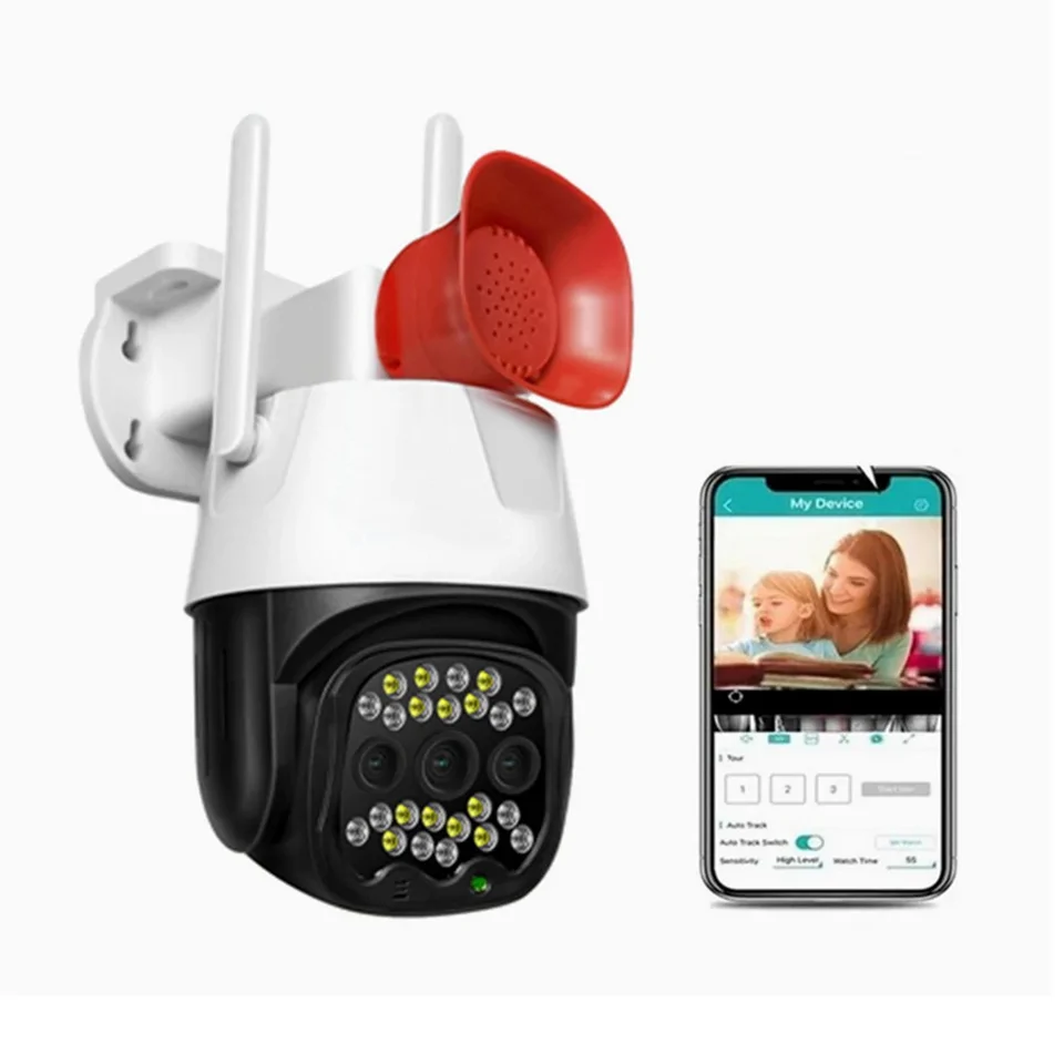 V380 WIFI IP okos biztonsági kamera szirénával, mikrofonnal és hangszóróval - kétirányú kommunikációt tesz lehetővé - Android/IOS kompatibilis
