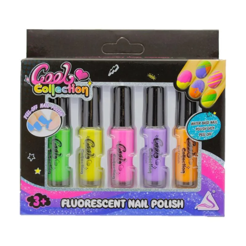 5 színű fluoreszkáló körömlakk szett kislányoknak - könnyedén eltávolítható, egészségre ártalmatlan, sötétben világító neon színű körömlakk készlet