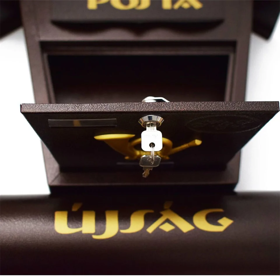 Utcai postaláda újságtartóval - sötétbarna