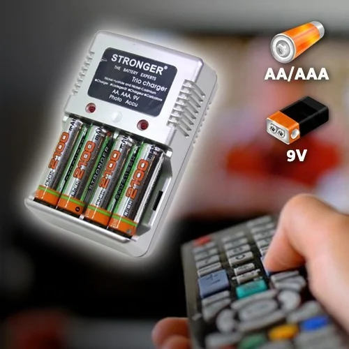 Univerzális elemtöltő + 4 db tölthető 2100mAh ceruza akku