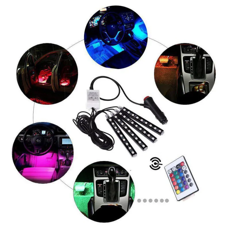 RGB LED lábtér világítás autóba - távirányítós
