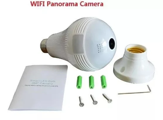 360°-os villanykörtébe rejtett, éjjellátó, mozgásérzékelő, Wifi-s panoráma kamera