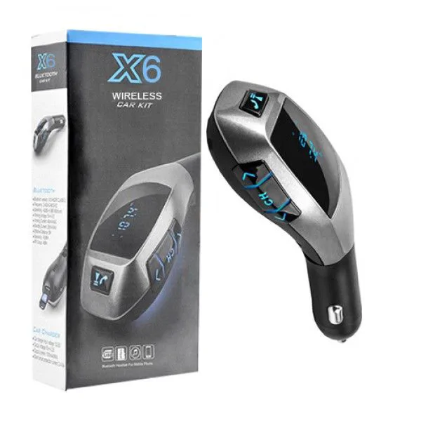 X6 Bluetooth FM transzmitter távirányítóval - zenehallgatáshoz és vezetés közbeni telefonáláshoz