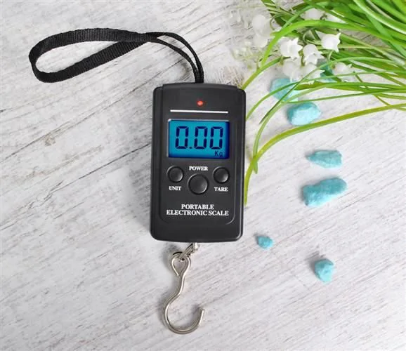 LED-es hal-, poggyász-, bőrönd mérleg - 40 kg-ig