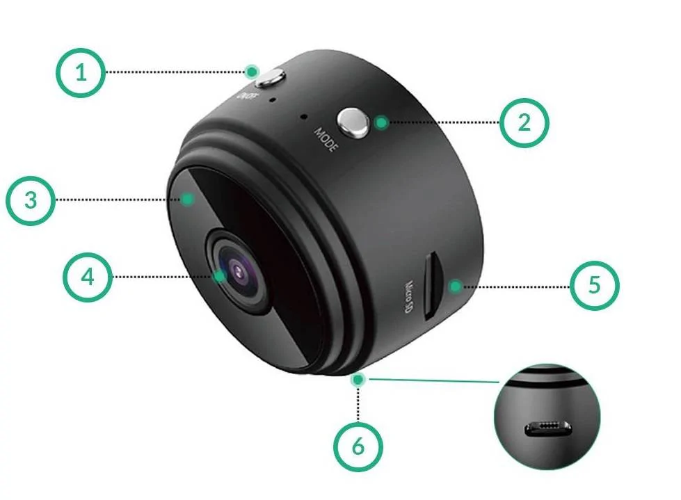 A9 Mini HD kamera, Wifi kapcsolattal - Applikáción nézhető élőkép / mágneses rögzítéssel