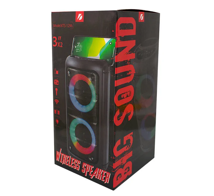 KTS-1296 Bluetooth RGB LED-es akkus hordozható hangszóró