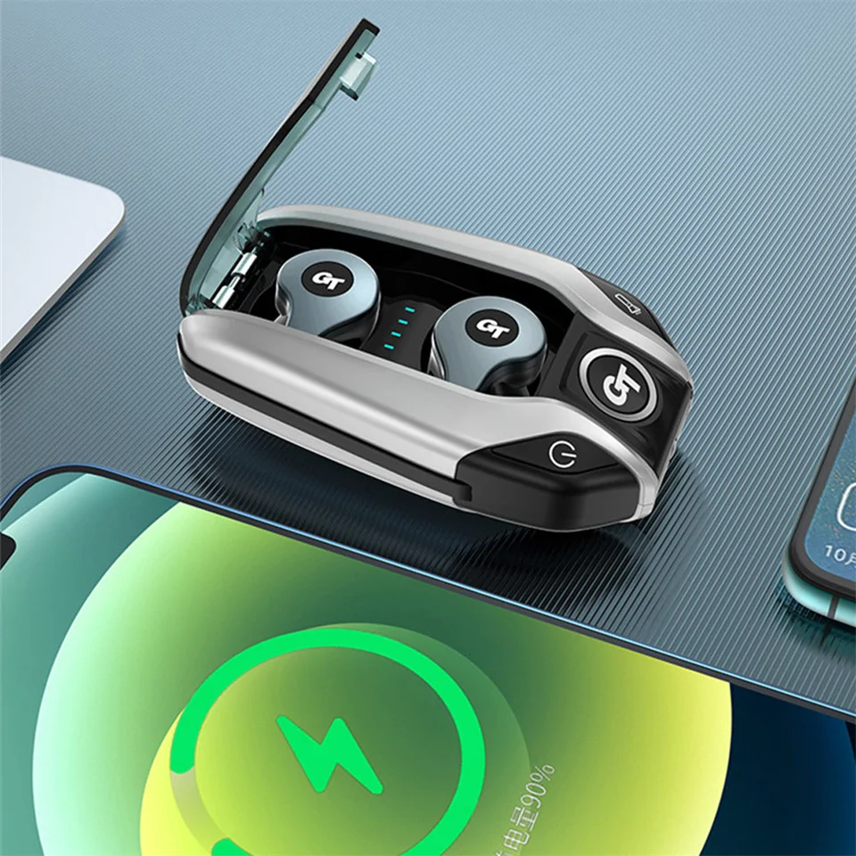 2 az 1-ben prémium bluetooth fülhallgató - beépített LED lámpával - slusszkulcs formájú töltőtokban