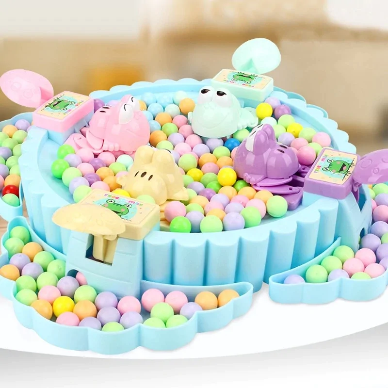 Békaetető asztali társasjáték rengeteg színes játékgolyóval - mókás készségfejlesztő játék 2-4 fő részére