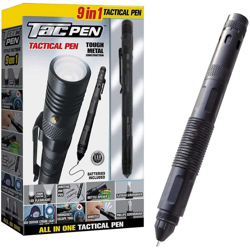 TAC PEN Multifunkciós, túlélő eszköz - toll méretű zseblámpa, vágószerszám és üvegtörő