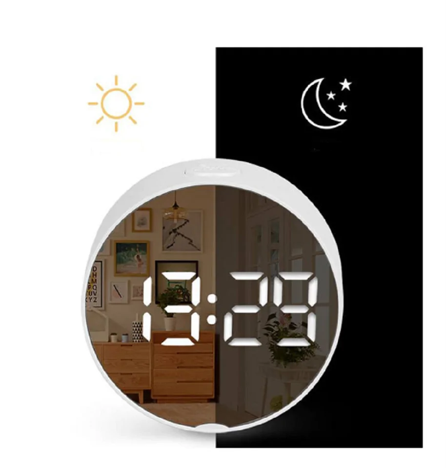 Digitális LED tükör kijelzős asztali ébresztőóra, hőmérő DT-6505