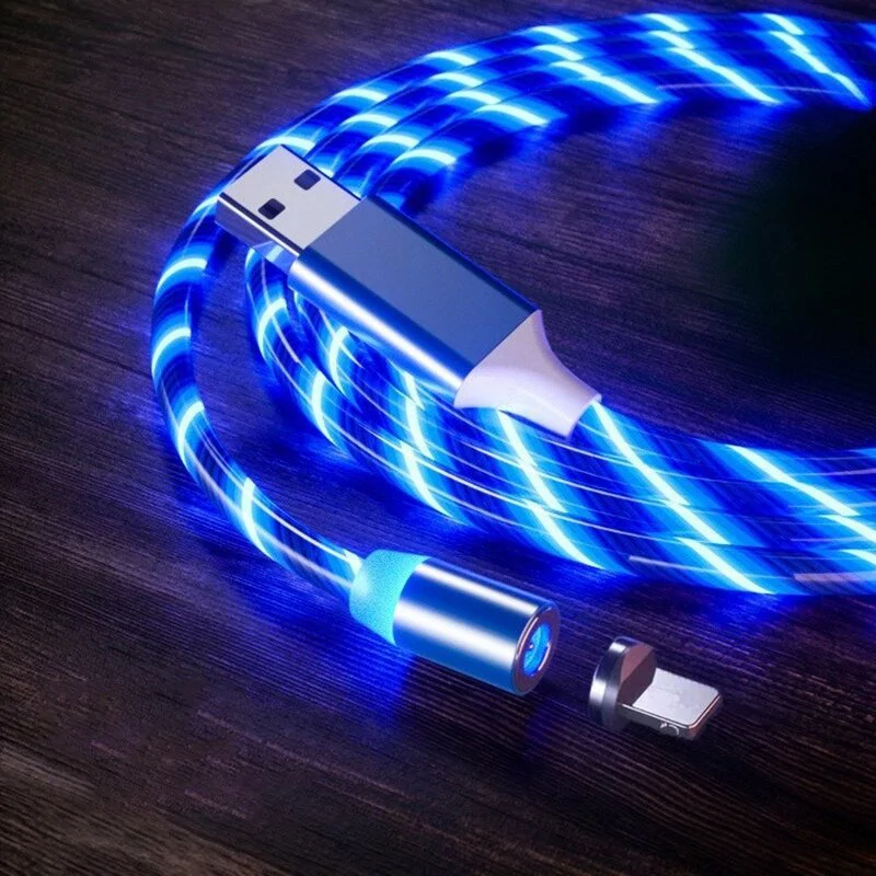 Lenyűgözően villogó mágneses USB töltőkábel cserélhető fejekkel – RGB