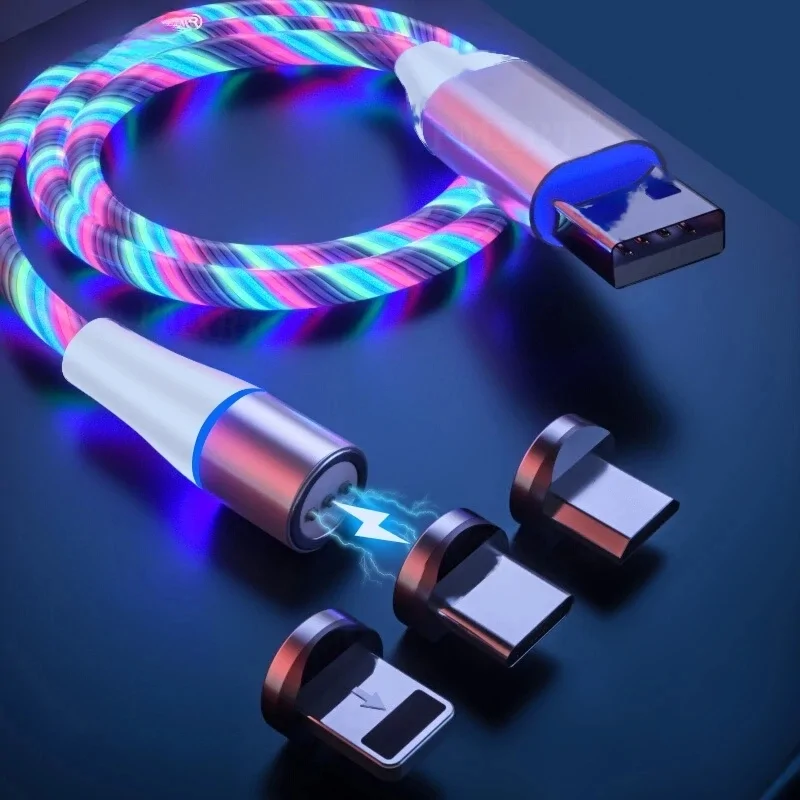 Lenyűgözően villogó mágneses USB töltőkábel cserélhető fejekkel – RGB