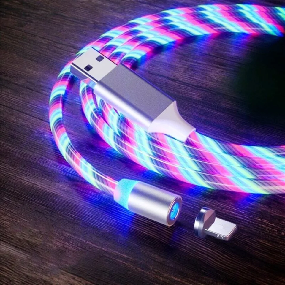 Lenyűgözően villogó mágneses USB töltőkábel cserélhető fejekkel – RGB