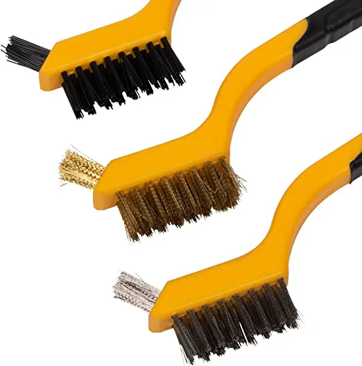 3 db-os drótkefe szett - réz acél és nylon szálas kefékkel
