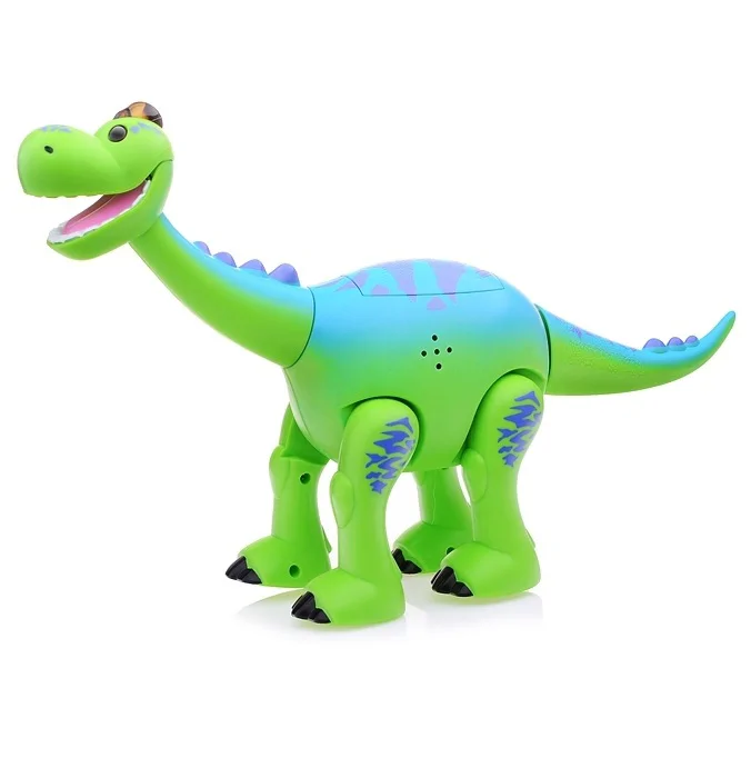 Sétáló, világító és zenélő brontosaurus kobrával és kisegér alakú távirányítóval