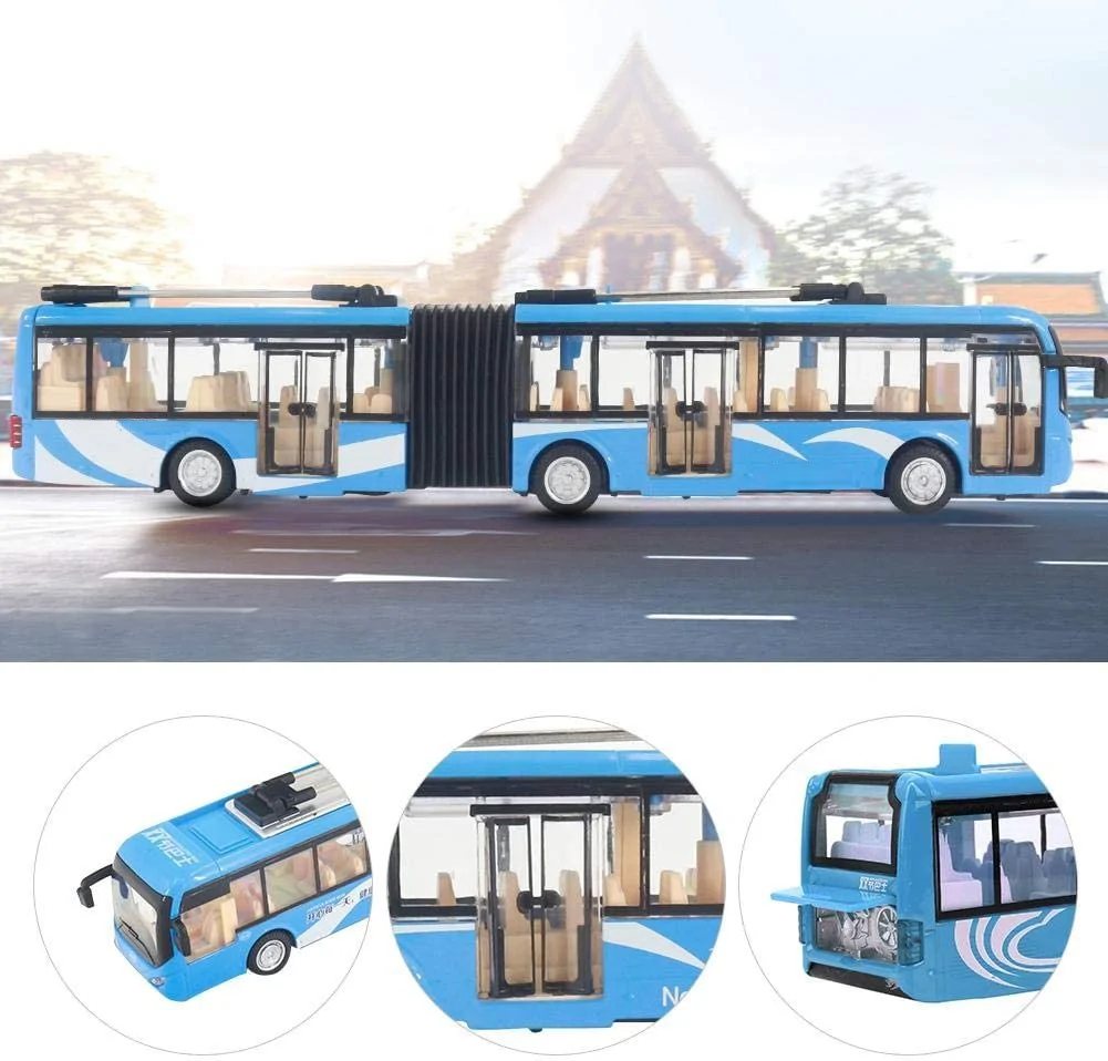 City bus - nagy méretű távirányítós csuklós trolibusz világító fényszórókkal és tölthető akkumulátorral - 36 cm