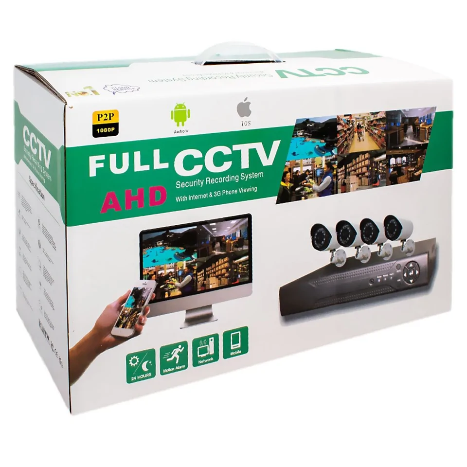 AHD komplett biztonsági kamera rendszer központi egységgel és 4 db Full HD 1080p éjjellátó kamerával