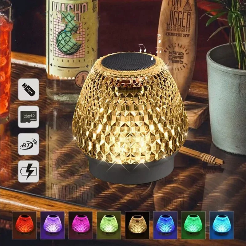 GIBOX G5S 2in1 kristály alakú okos lámpa - USB-ről tölthető, felakasztható party lámpa Bluetooth hangszóróval