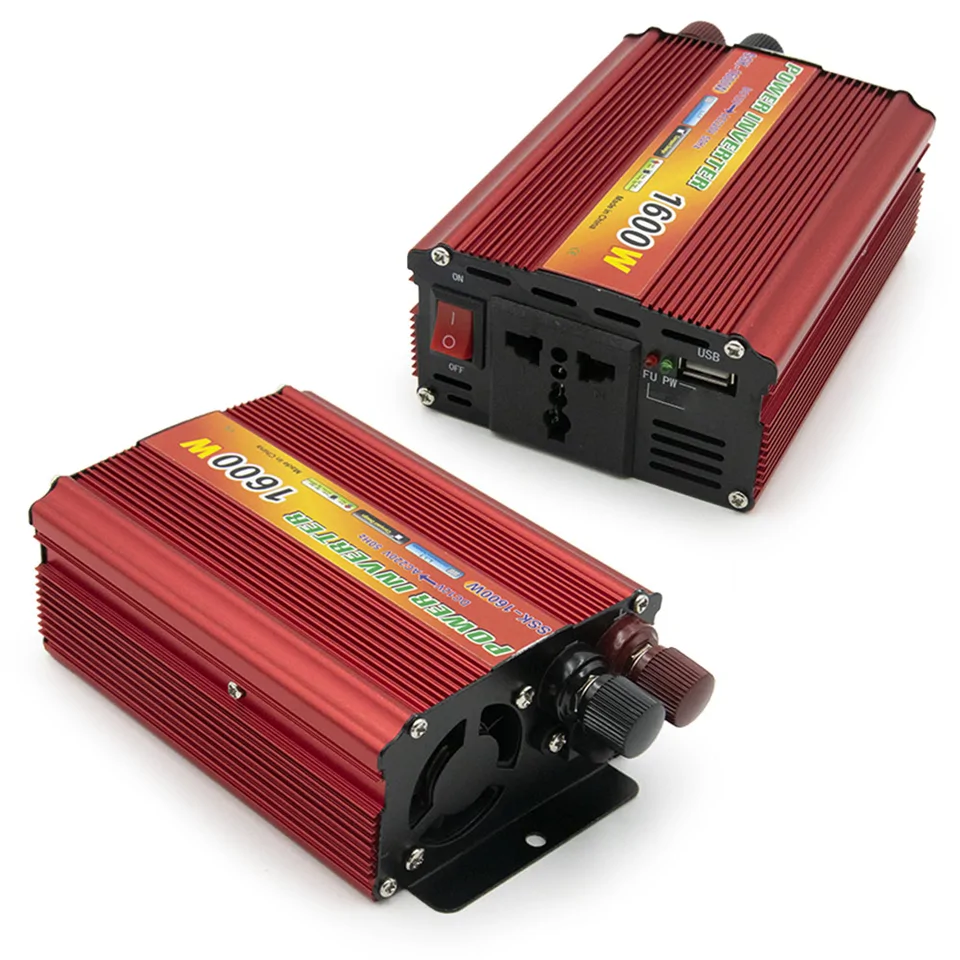 Feszültségátalakító inverter szivargyújtós csatlakozóval és túlterhelés elleni védelemmel - napelem rendszerekhez és autóba - 1600W