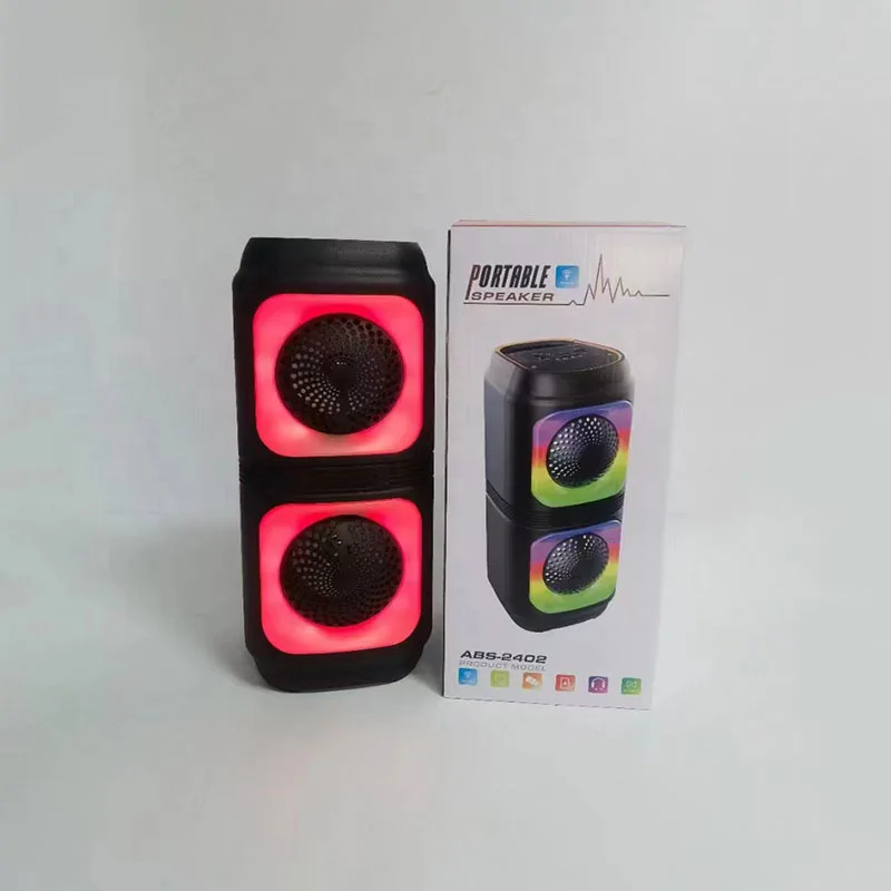 ABS-2402 hordozható party hangszóró RGB LED fényekkel és erős basszussal - Bluetooth hangfal 1800mAh akkumulátorral