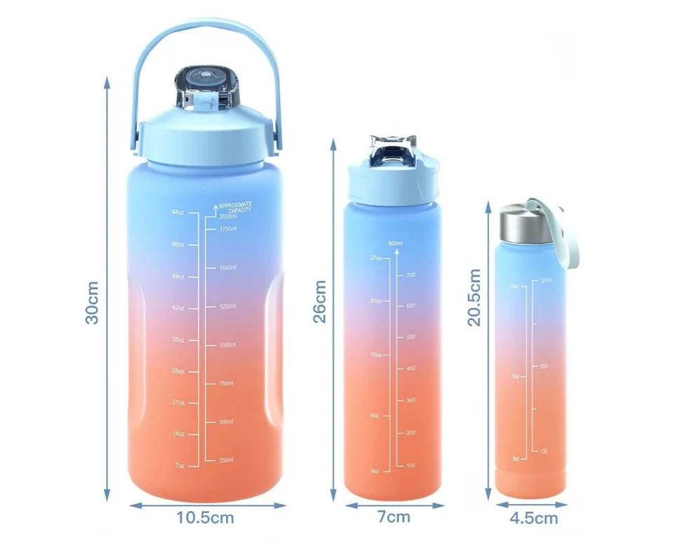 Havita 3in1 motivációs kulacs szett 2L/900ML/300 ML - Kék-sárga