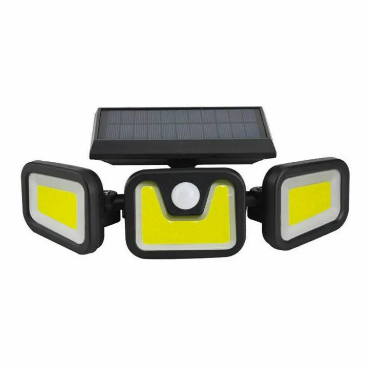 FL-1725B napelemes fali COB LED kültéri lámpa mozgásérzékelős 3 világító egységgel