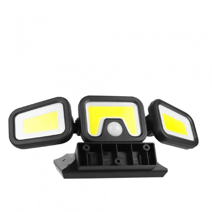 FL-1725B napelemes fali COB LED kültéri lámpa mozgásérzékelős 3 világító egységgel