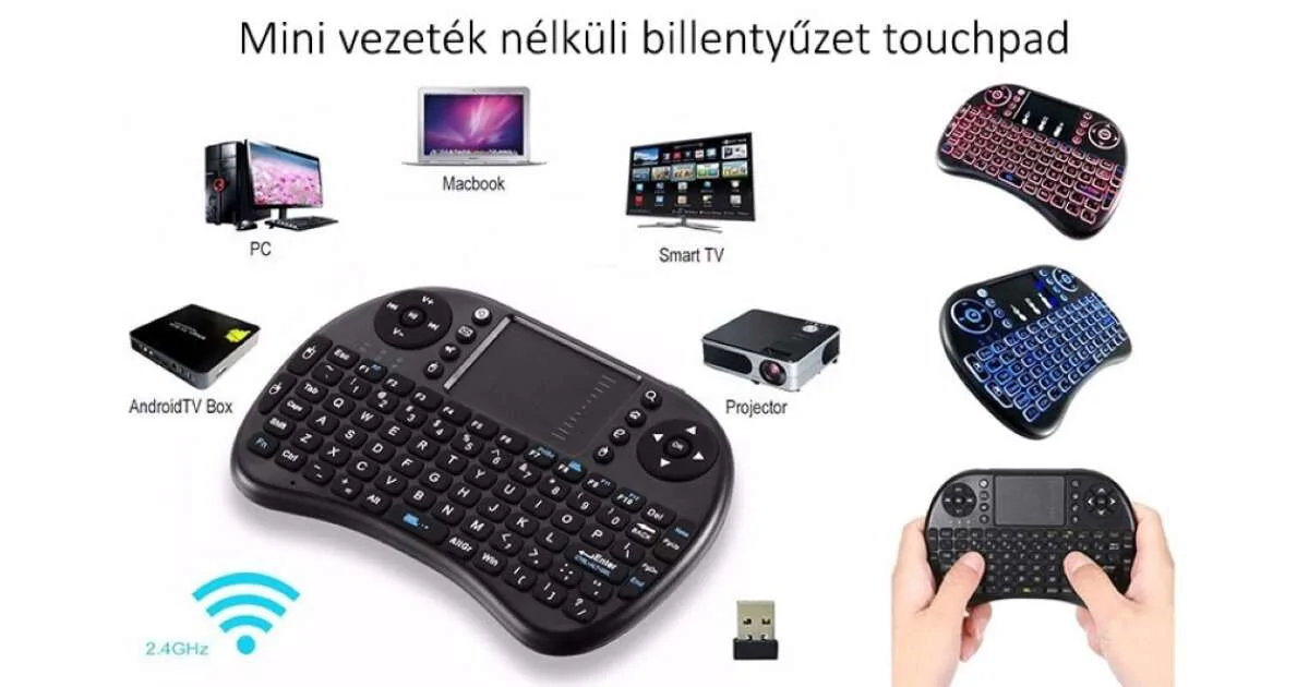 Vezeték nélküli mini billentyűzet + touchpad