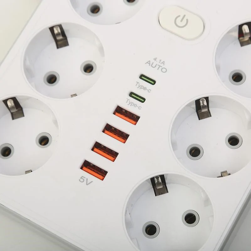 Q605 6-os 220V USB A+C elosztó (2 méter)