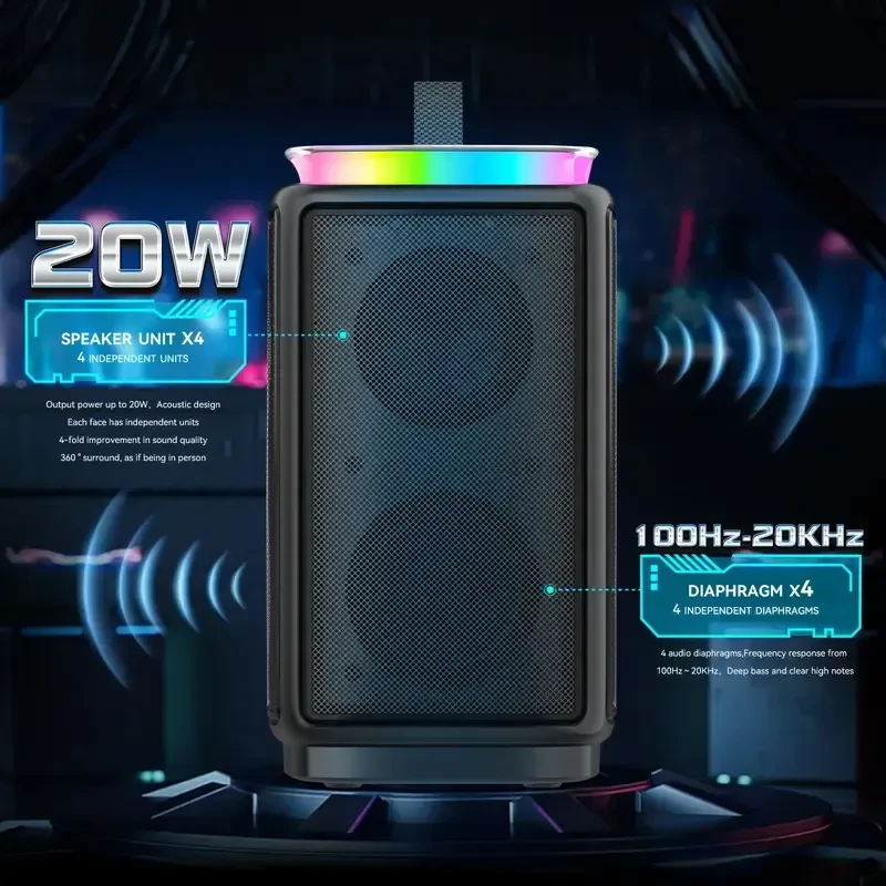 KP-562 360° vízálló hangszóró /BT,LED,akksi/