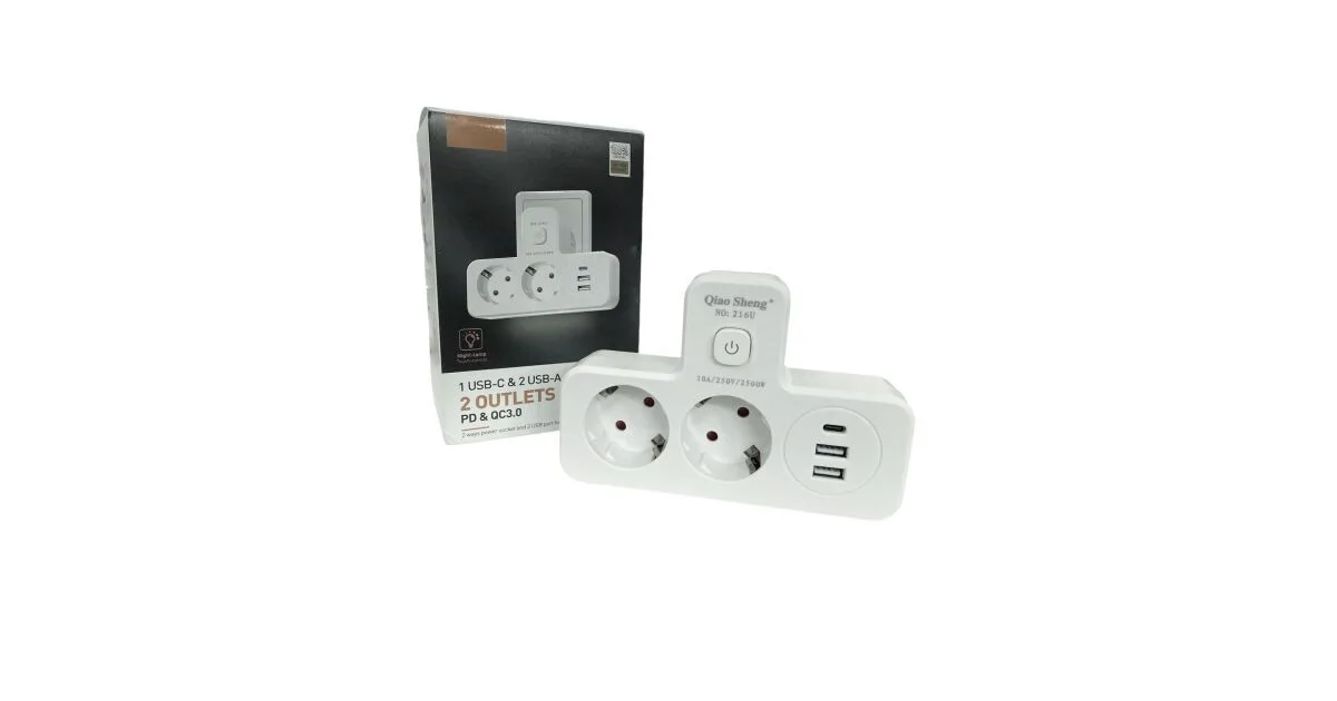 3in1 220V elosztó + USB töltő + éjjeli lámpa