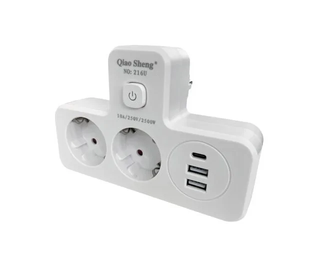 3in1 220V elosztó + USB töltő + éjjeli lámpa