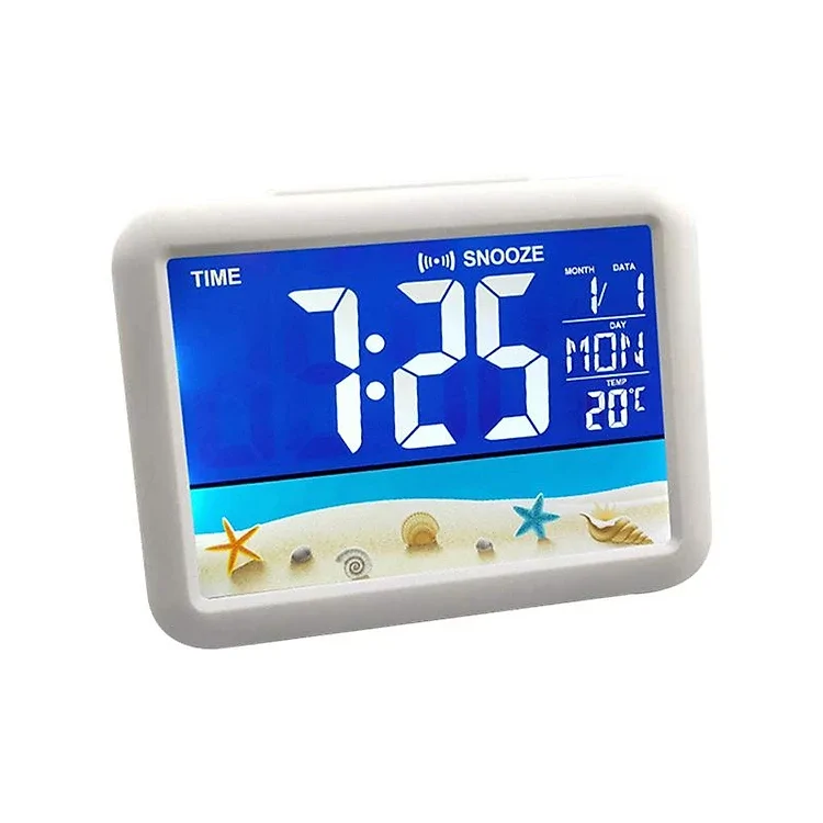 7002WJ színes LCD kijelzős LED óra fehér tengerpart