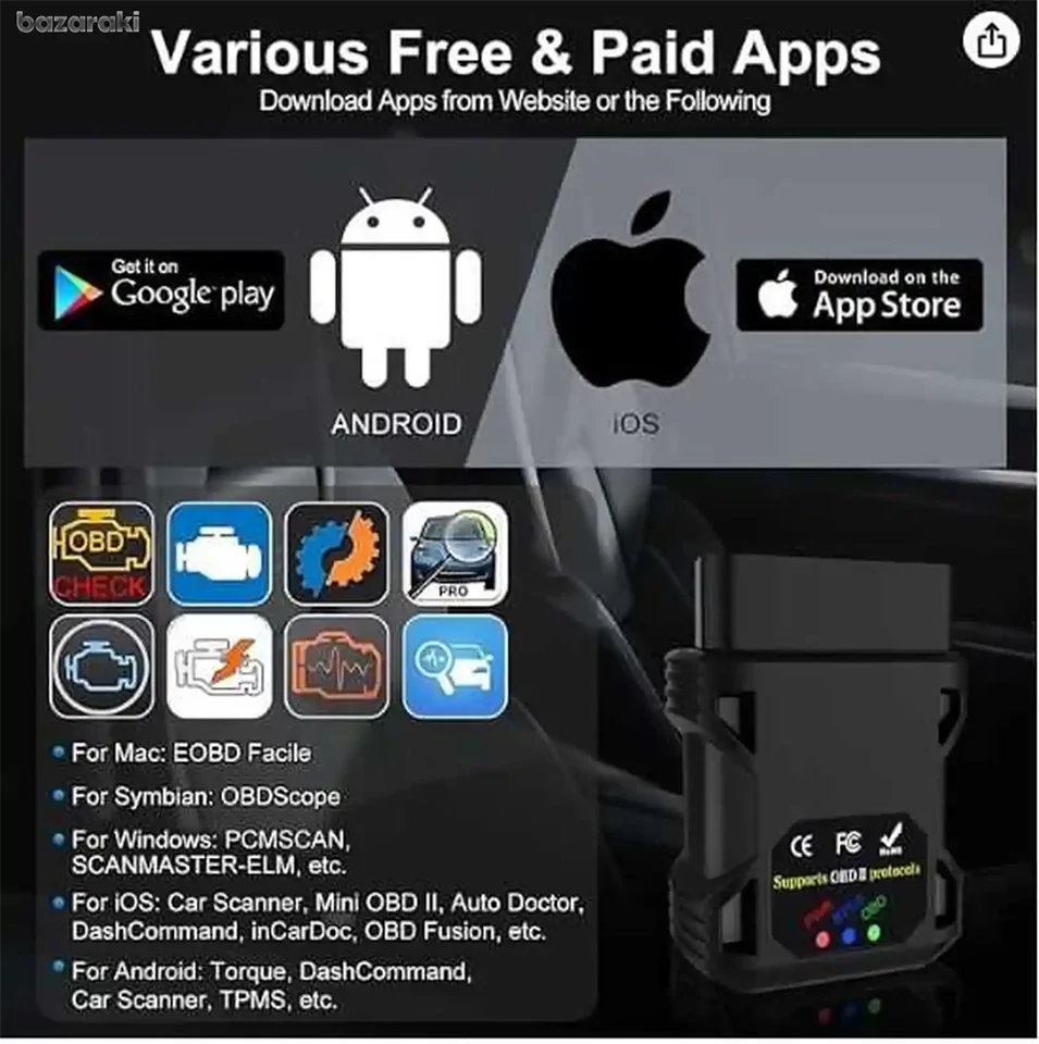 RICOKEY V106 OBD2 Bluetooth hibakódolvasó autóhoz