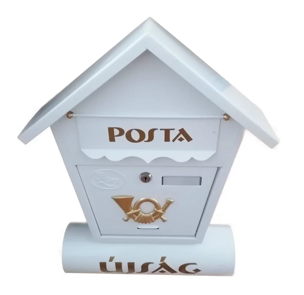 Utcai postaláda újságtartóval - fehér